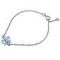 <span>CLOSEOUT!</span> Cute! Butterfly Simulated Turquoise .925 Sterling Silver Bracelet 6.5"+ 1" Extension