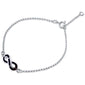 <span>CLOSEOUT!</span> Black Onyx Infinity .925 Sterling Silver Bracelet 6.5"+ 1" Extension