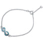 <span>CLOSEOUT!</span> Turquoise Infinity .925 Sterling Silver Bracelet 6.5"+ 1" Extension