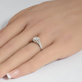 .96ct G SI 14K White Gold Round Diamond Halo Engagement Ring Size 6.5