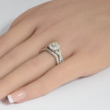 1.00ct G SI 14K White Gold Diamond Halo Engagement Ring Bridal Set Size 6.5