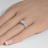 .95ct G SI 14K White Gold Diamond Halo Engagement Ring Bridal Set Size 6.5