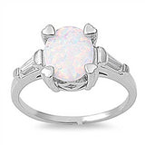  Oval Design Lab Created White Opal .925 Sterling Silver Ring