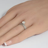 1.21ct G SI 14K White Gold Diamond 2 Piece Bridal Engagement Ring Set  Size 6.5