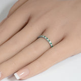 .22ct G SI 14K White Gold Diamond Emerald Gemstone Band Ring Size 6.5