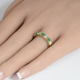 <span style="color:purple">SPECIAL!</span> 2.60ct G SI 14K Yellow Gold Diamond & Emerald Eternity Band Ring Size 7