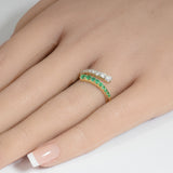 .48ct G SI 14K Yellow Gold Diamond Emerald Band Ring Size 6.5