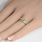 <span style="color:purple">SPECIAL!</span> .34ct G SI 14K Yellow Gold Diamond & Green Emerald Wrap Around Band Ring Size 6.5