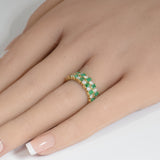 1.27ct G SI 14K Yellow Gold Diamond & Emerald Gemstone Band Ring Size 6.5