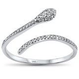 .15ct 14KT White Gold Snake Serpent Trendy Wrap around Diamond Ring