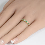 .73ct G SI 14K Yellow Gold Diamond & Emerald Gemstone Band Ring Size 6.5