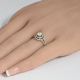 <span style="color:purple">SPECIAL!</span> .74ct G SI 14K White Gold Diamond Halo Style Engagement Ring Size 6.5