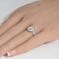 <span style="color:purple">SPECIAL!</span> 1.10ct G SI 18K White Gold Diamond Halo Flower Style Engagement Ring Size 6.5