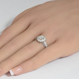 1.10ct G SI 18K White Gold Diamond Halo Flower Style Engagement Ring Size 6.5