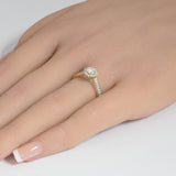 <span style="color:purple">SPECIAL!</span>.71ct G SI 14K Yellow Gold Round Diamond Halo Solitaire Engagement Ring Size 6.5