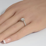 .77ct G SI 14K White Gold Diamond Halo Solitaire Engagement Ring Size 6.5
