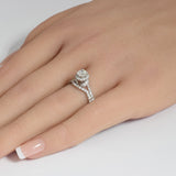 1.13ct G SI 14K White Gold Diamond 2pcs Solitaire Engagement Ring Bridal Set Size 6.5
