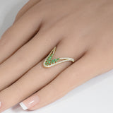 <span style="color:purple">SPECIAL!</span>.46ct G SI 14K Yellow Gold Diamond & Emerald Gemstones Band Ring Size 6.5