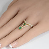 <span style="color:purple">SPECIAL!</span> .71ct G SI 14K Yellow Gold Diamond & Emerald Gemstones Band Ring Size 6.5