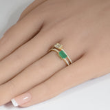<span style="color:purple">SPECIAL!</span> .92ct G SI 14K Yellow Gold Diamond & Emerald Gemstones Engagement Ring Size 6.5