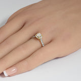 <span style="color:purple">SPECIAL!</span> .98ct G SI 14K Yellow Gold Round Diamond Hidden Halo Engagement Ring Size 6.5