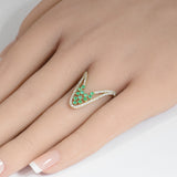 .59ct G SI 14K Yellow Gold Diamond & Green Emerald Gemstones Ring Size 6.5