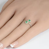 .40ct G SI 14K Yellow Gold Diamond & Emerald Gemstones Open Ring Band Size 6.5