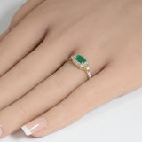 <span style="color:purple">SPECIAL!</span> .72ct G SI 14K Yellow Gold Diamond & Emerald Gemstones Ring  Size 6.5