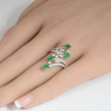 2.00ct G SI 14K Yellow Gold Diamond & Emerald Gemstones Ring  Size 6.5