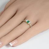 <span style="color:purple">SPECIAL!</span> .52ct G SI 14K Yellow Gold Diamond & Baguette Emerald Gemstones Ring Size 6.5