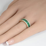 1.97ct G SI 14K Yellow Gold Diamond & Natural Emerald Gemstones Band Ring Size 6.5