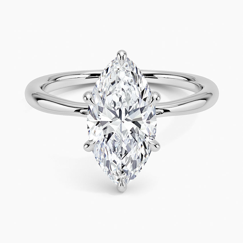 1.03ct F SI 14K White Gold Marquise Diamond Solitaire Ladies Ring