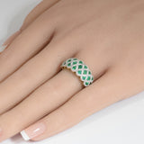 1.36ct G SI 14K Yellow Gold Diamond & Natural Emerald Gemstone Band Ring Size 6.5