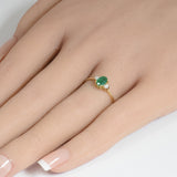 <span style="color:purple">SPECIAL!</span> .47ct G SI 14K Yellow Gold Diamond & Natural Emerald Gemstones Ring Size 6.5