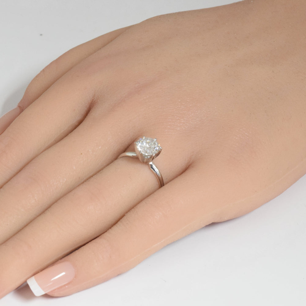 1.73ct G SI 14K White Gold Round Diamond Solitaire Ring Size 6.5