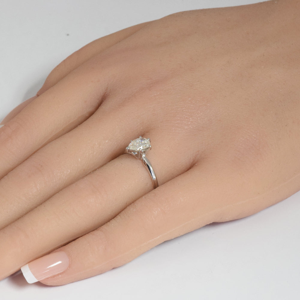 <span style="color:purple">SPECIAL!</span> .71ct G SI 14K White Gold Pear Shape Diamond Solitaire Ladies Ring