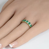 1.35ct G SI 14K Yellow Gold Diamond & Natural Emerald Gemstones Ring Size 6.5