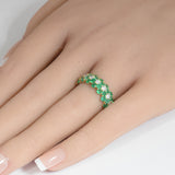 <span style="color:purple">SPECIAL!</span>1.88ct G SI 14K Yellow Gold Diamond & Emerald Gemstones Band Ring Size 6.5