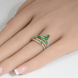 1.56ct G SI 14K Yellow Gold Diamond & Emerald Gemstones Wrap Around Band Ring Size 6.5