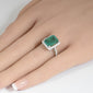 <span style="color:purple">SPECIAL!</span> 5.56ct G SI 14K White Gold Diamond & Natural Emerald Gemstone Ring  Size 6.5