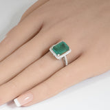5.56ct G SI 14K White Gold Diamond & Natural Emerald Gemstone Ring  Size 6.5