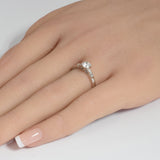 .46ct G SI 14K White Gold Round & Baguette Diamond Engagement Ring Size 6.5