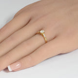 .46ct G SI 14K Yellow Gold Round & Baguette Diamond Engagement Ring Size 6.5