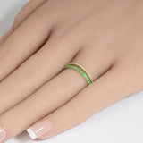 .48ct G SI 14K Yellow Gold Diamond & Natural Emerald Gemstones Band Ring Size 7