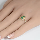 <span style="color:purple">SPECIAL!</span> .46ct G SI 14K Yellow Gold Diamond & Natural Emerald Gemstones Wrap Around Band Ring Size 6.5