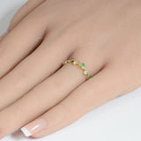 .20ct G SI 14K Yellow Gold Diamond & Emerald Gemstones Band Ring Size 6.5