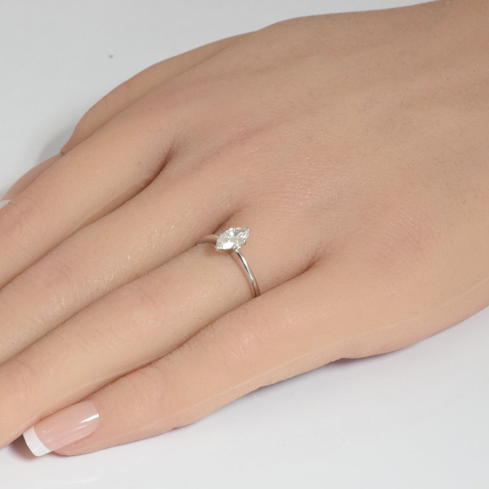 .50ct G SI 14K White Gold Marquise Diamond Solitaire Ladies Ring