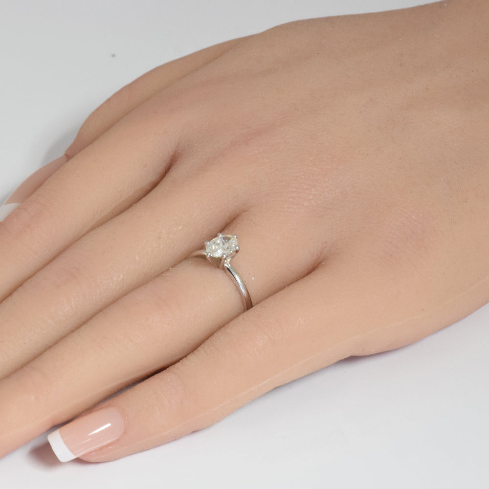 .71ct F SI 14K White Gold Oval Cut Diamond Solitaire Ladies Ring