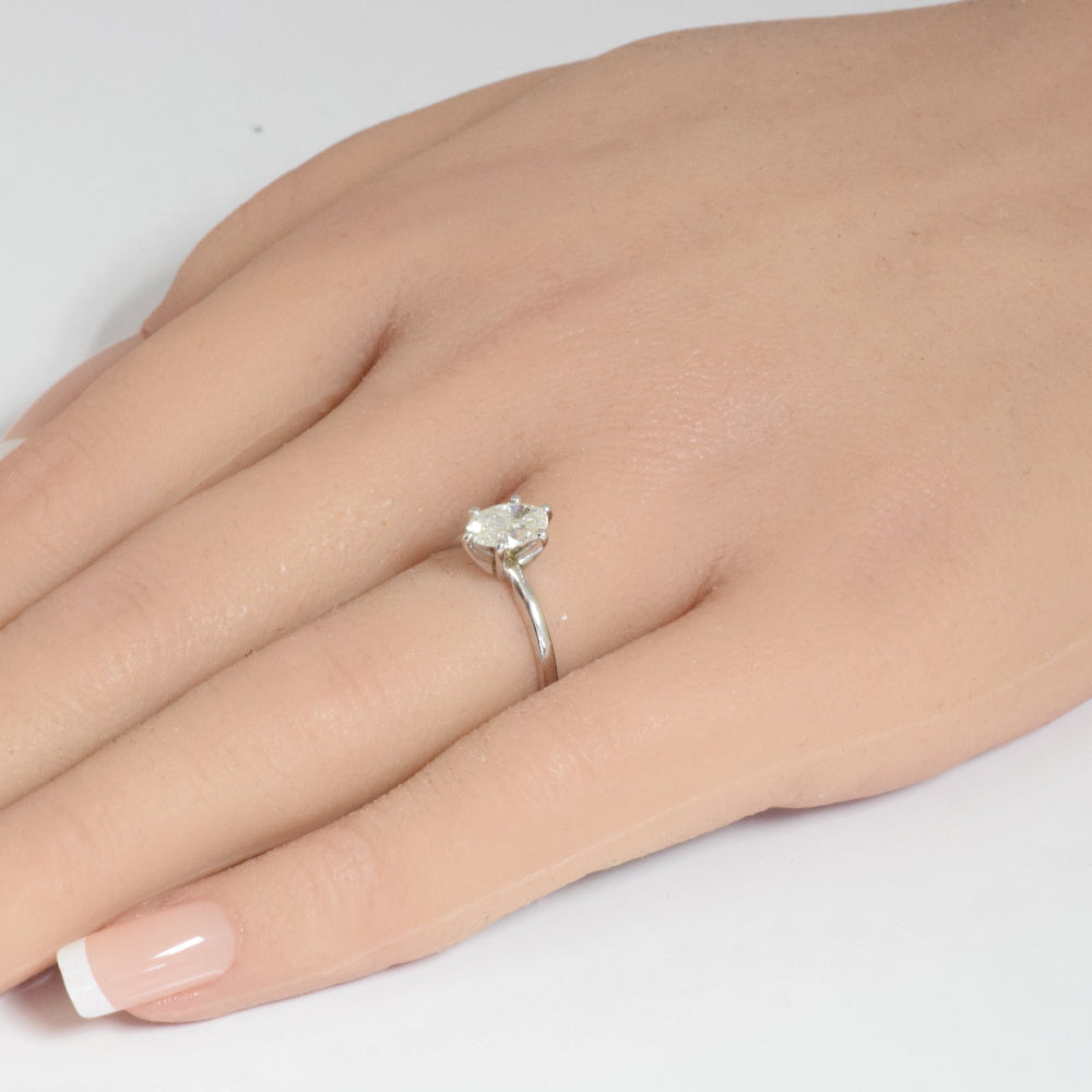 .80ct F SI 14K White Gold Oval Cut Diamond Solitaire Ladies Ring