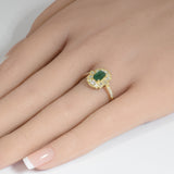 <span style="color:purple">SPECIAL!</span> .97ct G SI 14K Yellow Gold Diamond & Emerald Gemstones Ring Size 6.5